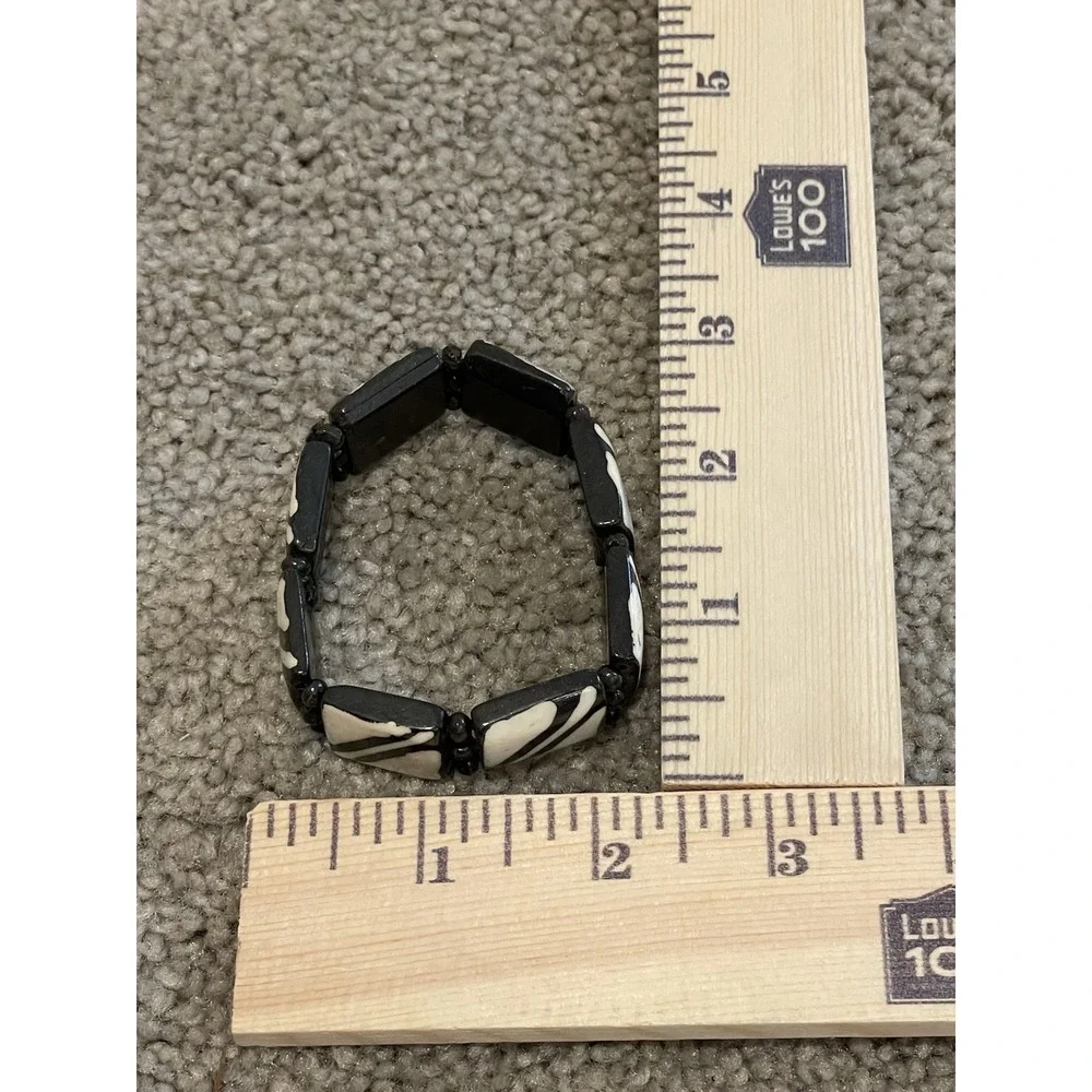Black & White Acrylic slab‎ Stretch Bangle Bracelet f